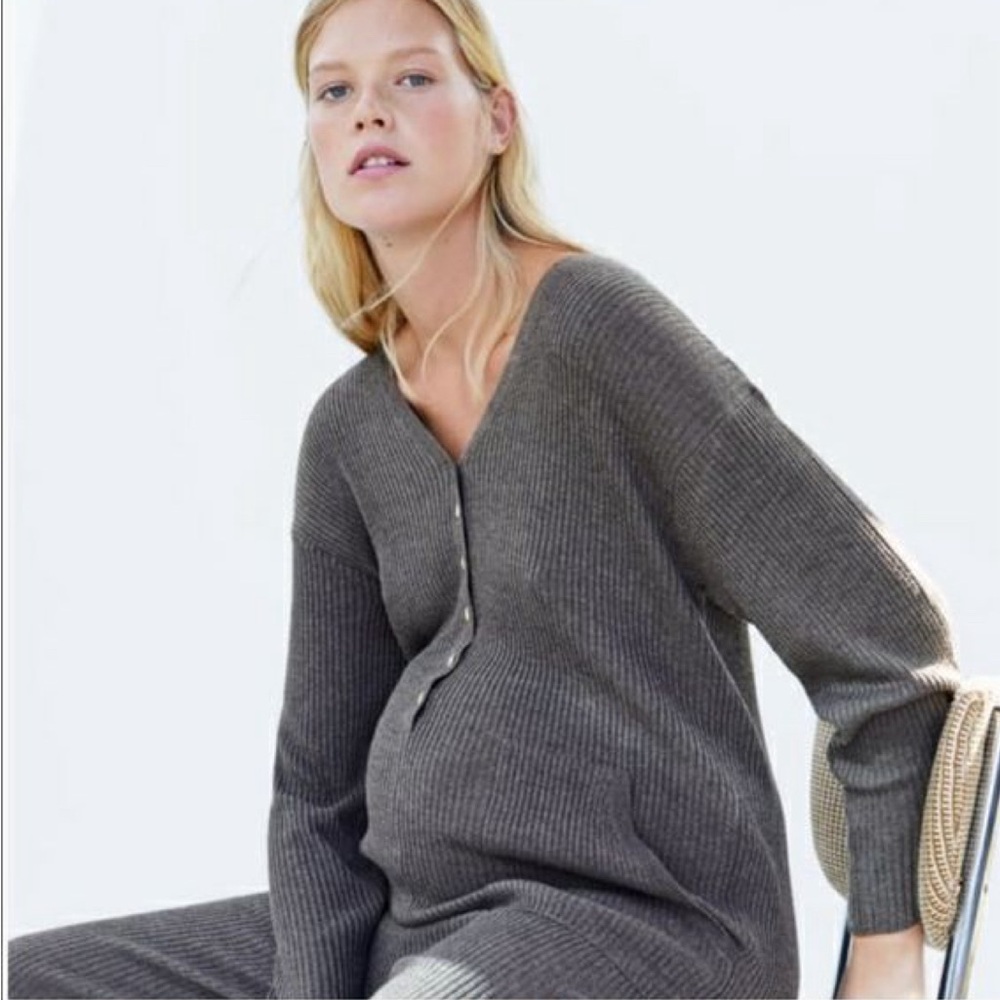 ZARA maternity long sleeve knit jumpsuit